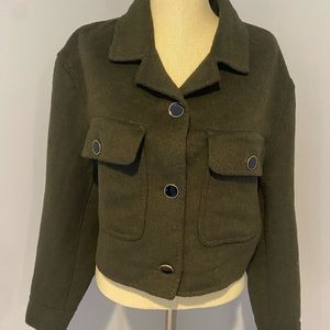 NWT HOUSE OF HARLOW 1960 Cropped Wool-Blend Jacket Size Medium NEW Green